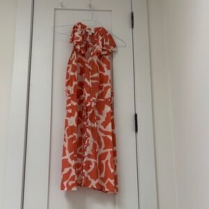 Loft orange giraffe print silk dress